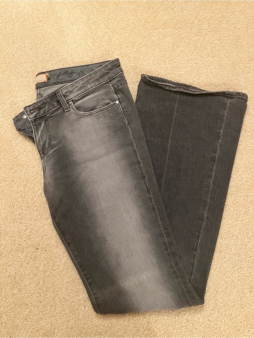 PAIGE Light Gray Denim Jeans with Subtle Wash